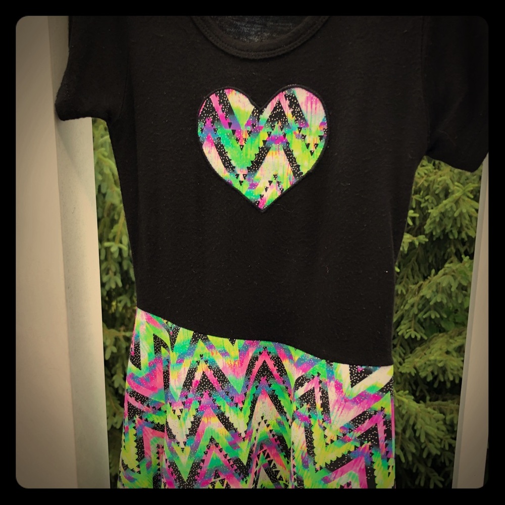 Black  dress with pretty heart neon ish coloring
